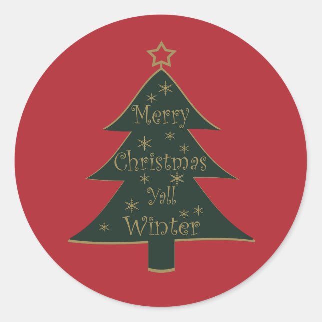 Sticker Rond Joyeux sapin décoré de Noël (Devant)