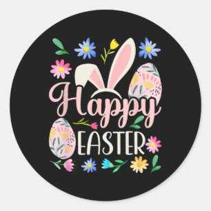 Sticker Rond Joyeux Sayings de Pâques Oeuf Bunny