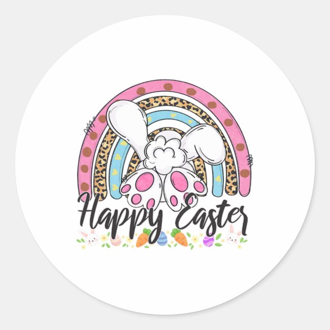 Sticker Rond Joyeux Sayings de Pâques Oeuf Bunny 2 (Devant)