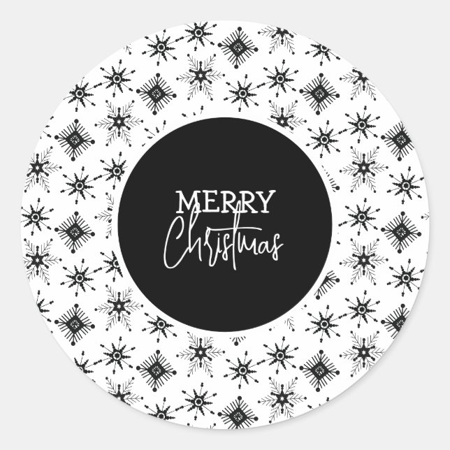 Sticker Rond Joyeux script de Noël Flèches noires (Devant)