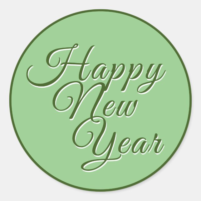 Sticker Rond Joyeux Script du Nouvel An vert (Devant)