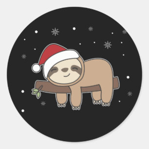 Sticker Rond Joyeux Slothmas Drôle Sloth Pour Noël Classique R
