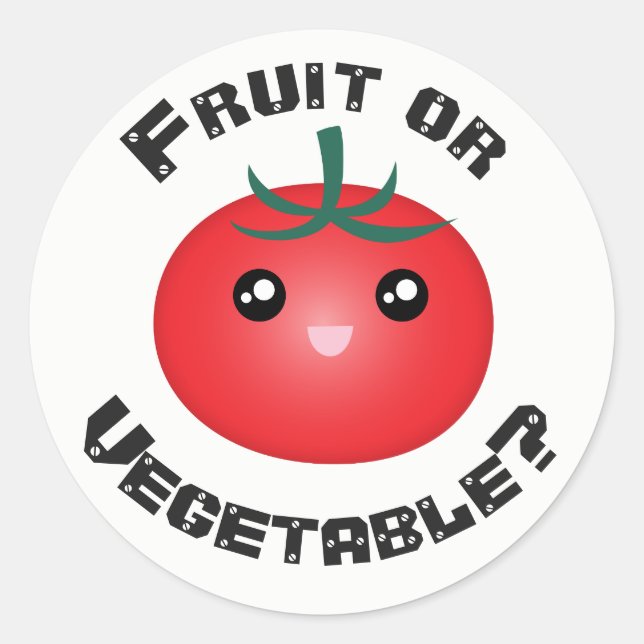 Sticker Rond Joyeux sourire Tomate Fruit Vegetable Kawaii (Devant)