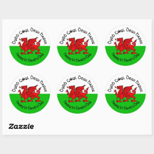 Sticker Rond Joyeux St Davids Day dans le style celtique Autoco