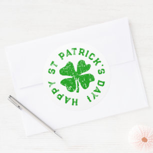 Sticker Rond Joyeux St Patrick's Day shamrock en détresse