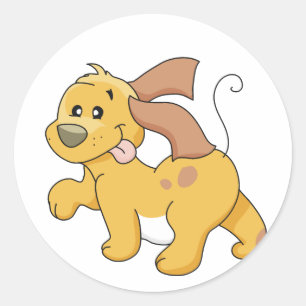 Sticker Rond Joyeux T-shirts et cadeaux de Chien Brown