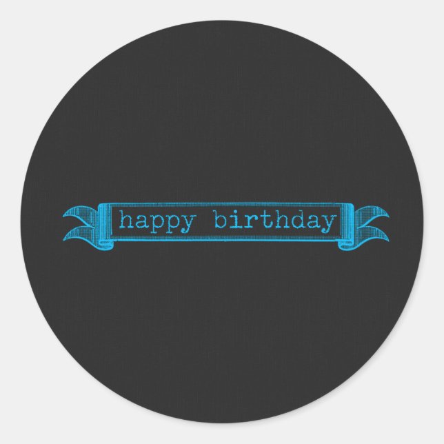 Sticker Rond Joyeux tableau bleu d'anniversaire (Devant)