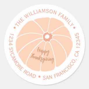 Sticker Rond Joyeux Thanksgiving Citrouille Famille Adresse de 