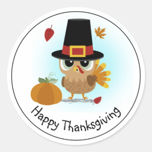 Sticker Rond Joyeux Thanksgiving mignon 