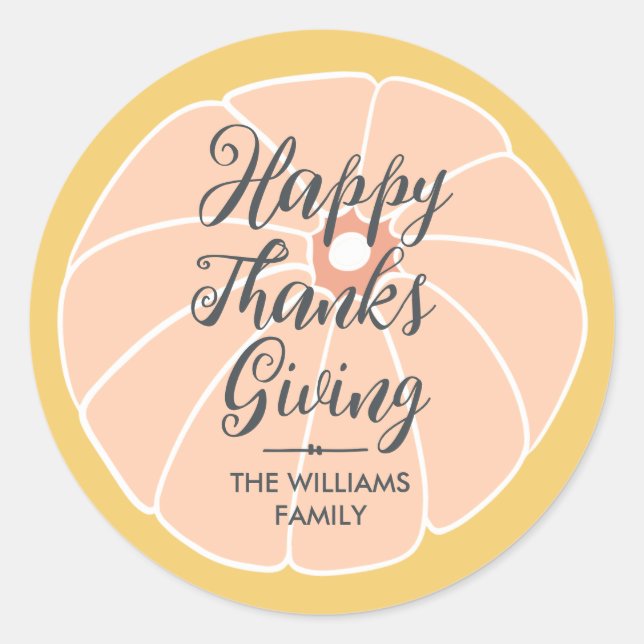 Sticker Rond Joyeux Thanksgiving Nom de famille  (Devant)
