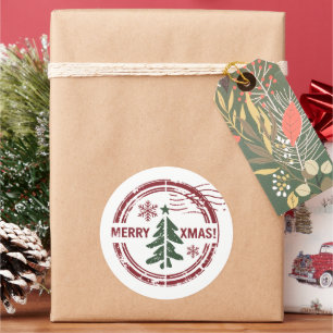 Sticker Rond Joyeux timbres de Noël Bébé adorable