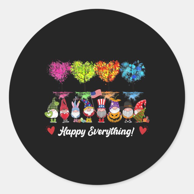 Sticker Rond Joyeux Tout Gnomes Toutes Les Saisons Toute L'Anné (Devant)