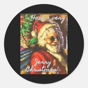 Sticker Rond Joyeux très Jerry Noël Garcia Santa vacances 