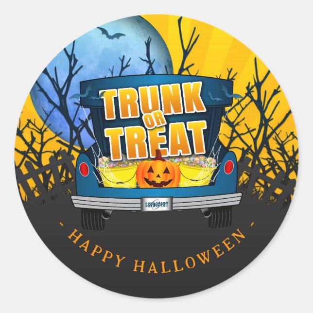 Sticker Rond Joyeux tronc ou traitement d'Halloween (Devant)
