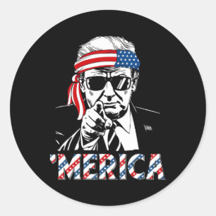 Sticker Rond Joyeux Trump Vintage 4 juillet Patriotique merica