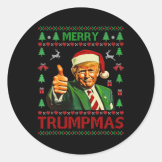 Sticker Rond Joyeux Trumpmas Drôle Vilain Sweat de Noël Meilleu