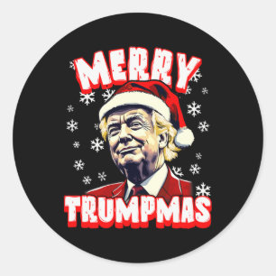Sticker Rond Joyeux Trumpmas Noël Trump Père Noël Trump Noël