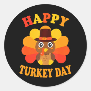 Sticker Rond Joyeux Turquie Jour bébé Turquie Thanksgiving Todd