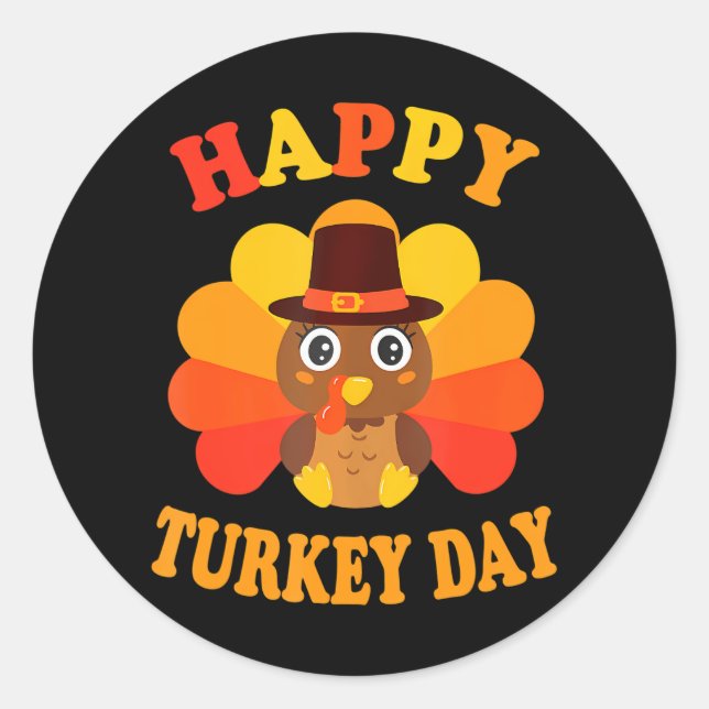 Sticker Rond Joyeux Turquie Jour bébé Turquie Thanksgiving Todd (Devant)
