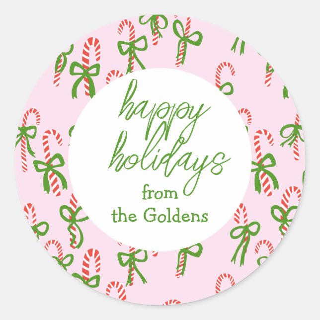 Sticker Rond JOYEUX VACANCES Sucres de canne personnalisés Noël (Devant)