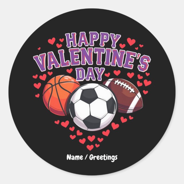Sticker Rond Joyeux Valentin de baseball de baseball de footbal (Devant)