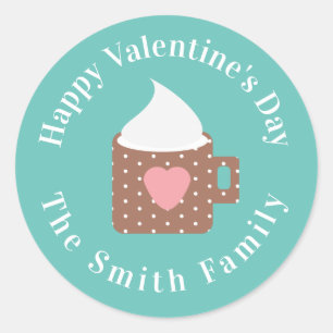 Sticker Rond Joyeux Valentines Camp feu Chocolat