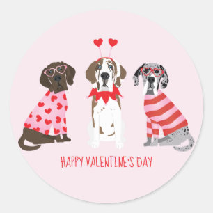 Sticker Rond Joyeux Valentines Day Chiens de Danse