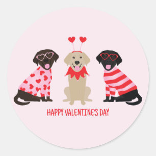 Sticker Rond Joyeux Valentines Day Labrador Retriever Dogs