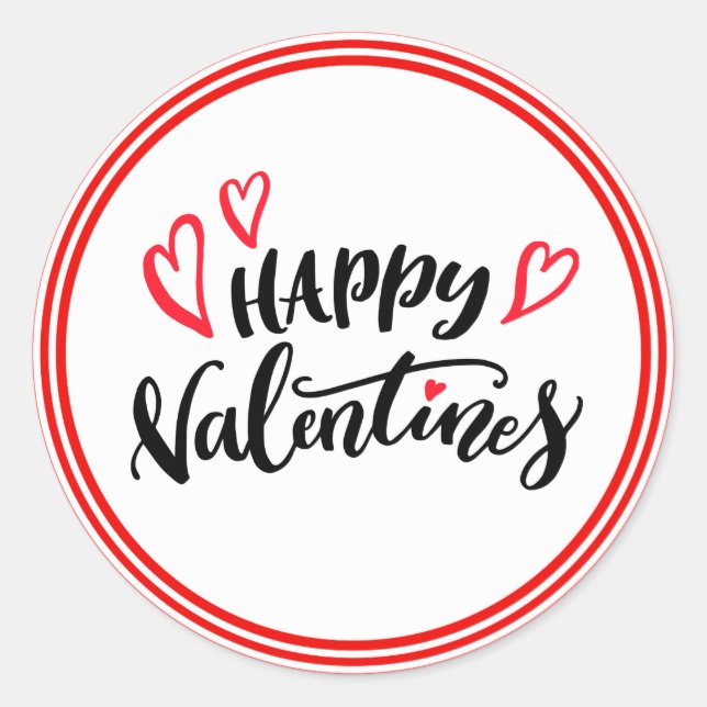 Sticker Rond Joyeux Valentines Design de typographie moderne (Devant)