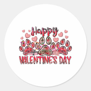 Sticker Rond Joyeux Valentines Jour chien animal