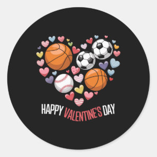 Sticker Rond Joyeux Valentines Jour de baseball de baseball de 