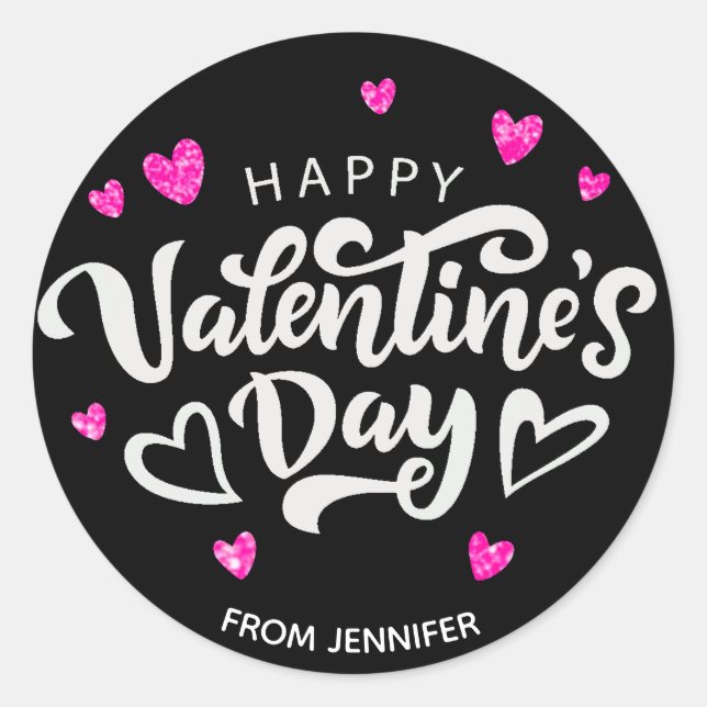 Sticker Rond Joyeux Valentines Jour Mignonne Traite Cookie Cade (Devant)