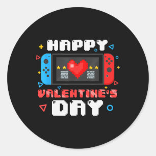 Sticker Rond Joyeux Valentines Jour Vidéo Contrôleur Coeur T