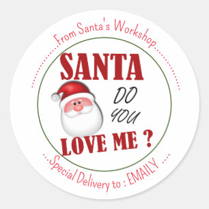 Sticker Rond Joyeux veille de Noël. L'amour père Noël