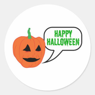 Sticker Rond Joyeux visage de Citrouille d'Halloween