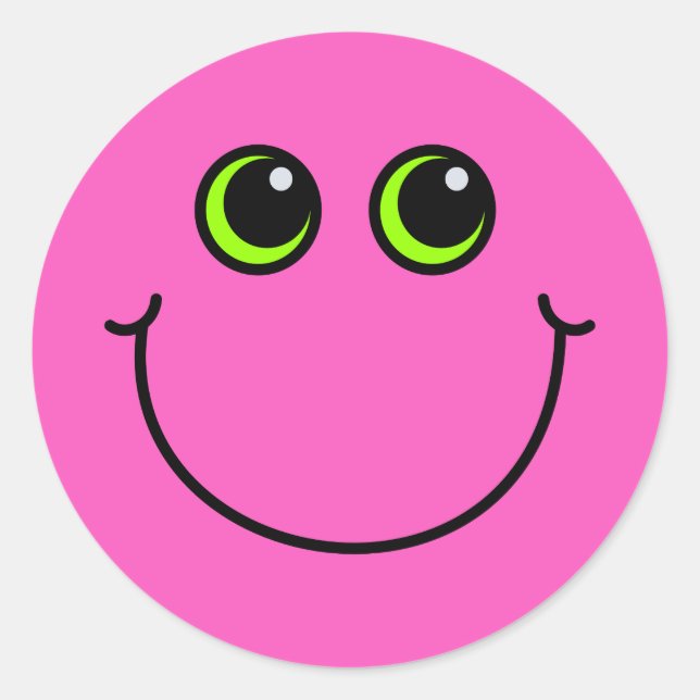 Sticker Rond Joyeux visage Emoji Rose (Devant)
