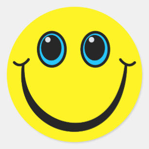 Sticker Rond Joyeux visage jaune