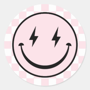 Sticker Rond Joyeux Visage Super Rose fille Anniversaire