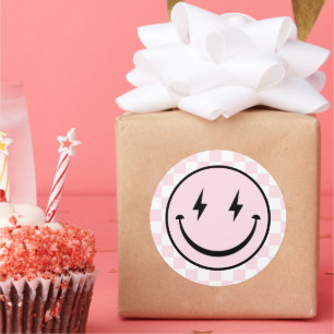 Sticker Rond Joyeux Visage Super Rose fille Anniversaire