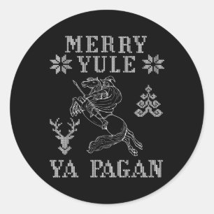 Sticker Rond Joyeux Yule Toi Païen Odin Sur Sleipnir Viking Chr
