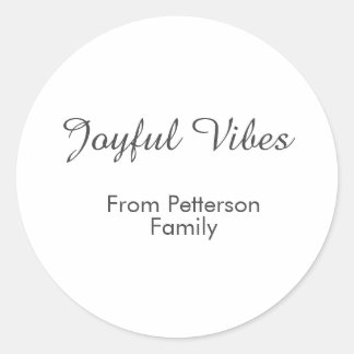 Sticker Rond Joyful Vibes red Christmas add family name date 