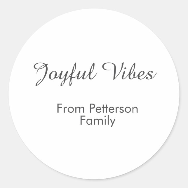 Sticker Rond Joyful Vibes red Christmas add family name date  (Devant)