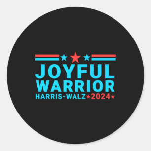 Sticker Rond Joyful Warrior Kamala Harris Tim Walz Walz Waltz 2