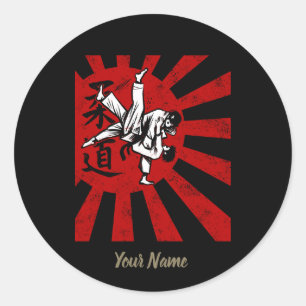 Sticker Rond Judo Martial Arts Japonais Vintage Retro Design