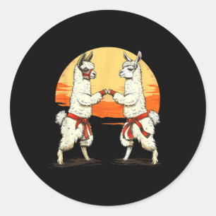 Sticker Rond Judo MMA Alpaca amoureux Taekwondo Alpaca Coucher