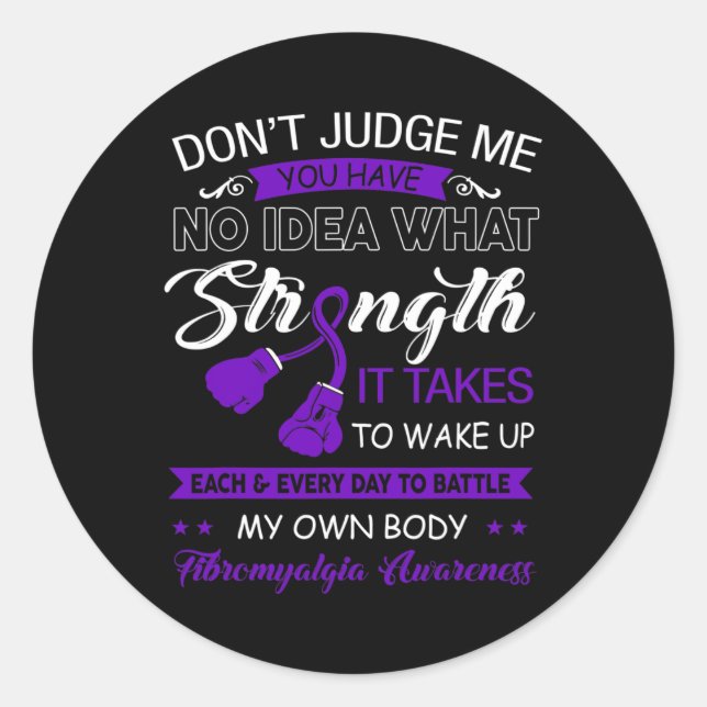 Sticker Rond Juge-moi Non - Violet Ribbon Fibromyalgie sensibil (Devant)