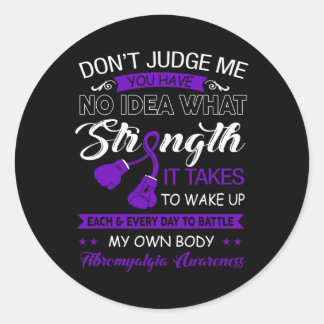 Sticker Rond Juge-moi Non - Violet Ribbon Fibromyalgie sensibil