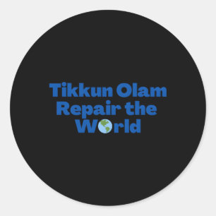 Sticker Rond Juif Dit Tikkun Olam Réparer le monde