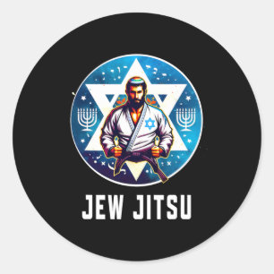 Sticker Rond Juif Juif Jitsu Drôle Hanoukka Rabbi Karate Chanu