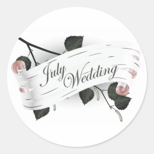 Sticker Rond Juillet Sceau Mariage : feuilles de la saison :